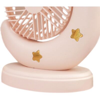 HEAT Tragbarer 2-stufiger Tischventilator, Usb-aufladbar, Mondförmig, Rosa. HEAT Tragbarer 2-stufiger Tischventilator, Usb-aufladbar, Mondförmig, Rosa.