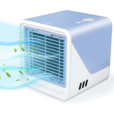 IOOMVOL Mini-klimaanlage, Multifunktionaler Usb-ventilator, 500-ml-wassertank, Drei Lüftergeschwindigkeiten, Blau-weiße Farbe. IOOMVOL Mini-klimaanlage, Multifunktionaler Usb-ventilator, 500-ml-wassertank, Drei Lüftergeschwindigkeiten, Blau-weiße Farbe.