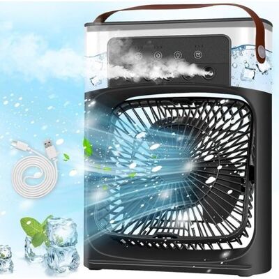 ENLENK Tragbare Mobile Klimaanlage, Mini-luftkühler, Mini-klimaanlage Ventilator, Luftkühler Mit 3 Geschwindigkeiten, Timer, 7 Led-leuchten, Vernebelungsmodi (schwarz) ENLENK Tragbare Mobile Klimaanlage, Mini-luftkühler, Mini-klimaanlage Ventilator, Luftkühler Mit 3 Geschwindigkeiten, Timer, 7 Led-leuchten, Vernebelungsmodi (schwarz)