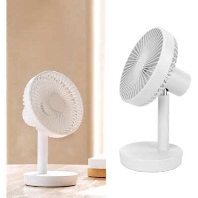 JUTE Dreistufiger Tischventilator Mit 5 Flügeln, Sanfter Brise, Automatischer Oszillation, Usb-aufladbar, Weiß. JUTE Dreistufiger Tischventilator Mit 5 Flügeln, Sanfter Brise, Automatischer Oszillation, Usb-aufladbar, Weiß.