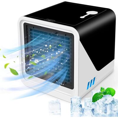 IOOMVOL Mini-klimaanlage, Multifunktionaler Usb-ventilator, 500-ml-wassertank, Drei Lüftergeschwindigkeiten, Farbe: Schwarz-weiß. IOOMVOL Mini-klimaanlage, Multifunktionaler Usb-ventilator, 500-ml-wassertank, Drei Lüftergeschwindigkeiten, Farbe: Schwarz-weiß.