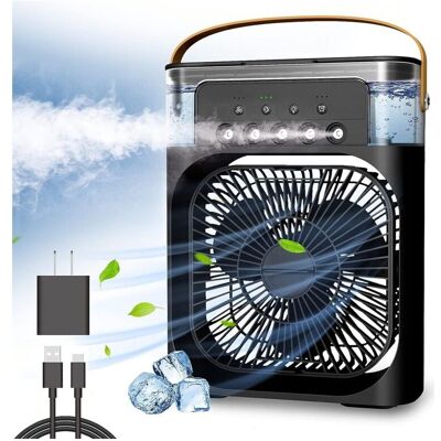 Tragbarer, Persönlicher Luftkühler, Mini-verdunstungsklimaanlage Mit 7-farbiger Led-anzeige, 1/2/3-stunden-timer, 3 Geschwindigkeitsstufen Und 3 Modi Fürs Büro - Kzq Tragbarer, Persönlicher Luftkühler, Mini-verdunstungsklimaanlage Mit 7-farbiger Led-anzeige, 1/2/3-stunden-timer, 3 Geschwindigkeitsstufen Und 3 Modi Fürs Büro - Kzq