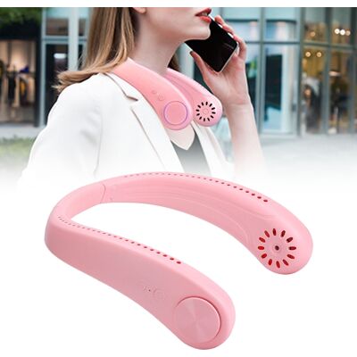 JUTE Tragbarer Nackenventilator Mit Farbigem Nachtlicht, Mini-usb-ventilator In Pink Mit Wiederaufladbarkeit JUTE Tragbarer Nackenventilator Mit Farbigem Nachtlicht, Mini-usb-ventilator In Pink Mit Wiederaufladbarkeit
