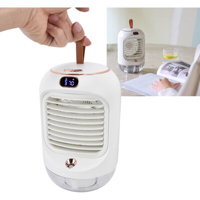 JUTE Mini-tischventilator Mit Oszillationsfunktion, Luftbefeuchter, Wassergekühlter Ventilator, Nachtlichtventilator, 5-blatt-klimaanlagenventilator, Usb-wiederaufladbar, Weiß. JUTE Mini-tischventilator Mit Oszillationsfunktion, Luftbefeuchter, Wassergekühlter Ventilator, Nachtlichtventilator, 5-blatt-klimaanlagenventilator, Usb-wiederaufladbar, Weiß.