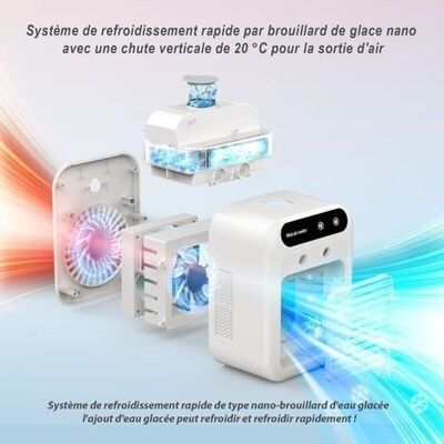 DYIKITI Tragbare Klimaanlage, Leise Mobile Klimaanlage, 500-ml-luftkühler, Luftkühler, 2 Geschwindigkeiten + 2 Nebelmodi, 15° Windrichtungsverstellung, Mini-klimaanlage DYIKITI Tragbare Klimaanlage, Leise Mobile Klimaanlage, 500-ml-luftkühler, Luftkühler, 2 Geschwindigkeiten + 2 Nebelmodi, 15° Windrichtungsverstellung, Mini-klimaanlage