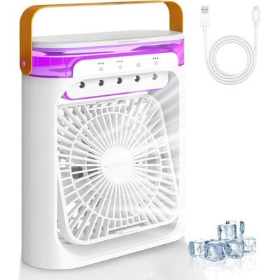 CREA 4-in-1 Tragbare Mini-klimaanlage, Usb-luftkühler, Ventilator, 3 Geschwindigkeitsstufen, Weiß CREA 4-in-1 Tragbare Mini-klimaanlage, Usb-luftkühler, Ventilator, 3 Geschwindigkeitsstufen, Weiß