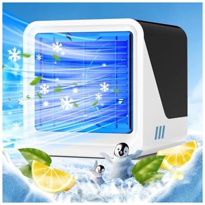 3-in-1 Tragbare Klimaanlage, Usb-ventilator Mit Wasserkühlung, 500-ml-tank, 3 Geschwindigkeitsstufen, 7-farbige Beleuchtung, Tragbarer Luftkühler Fürs Schlafzimmer – Kzq 3-in-1 Tragbare Klimaanlage, Usb-ventilator Mit Wasserkühlung, 500-ml-tank, 3 Geschwindigkeitsstufen, 7-farbige Beleuchtung, Tragbarer Luftkühler Fürs Schlafzimmer – Kzq