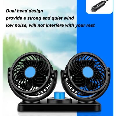 HEAT 12v 10w Doppelkopf-autolüfter, Tragbarer Luftkühler Mit Zigarettenanzünderstecker, Leistungsstarke Luftzirkulation HEAT 12v 10w Doppelkopf-autolüfter, Tragbarer Luftkühler Mit Zigarettenanzünderstecker, Leistungsstarke Luftzirkulation