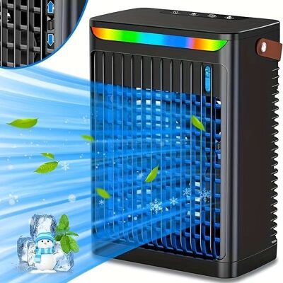 IOOMVOL Tragbare Klimaanlage, Mini-verdunstungskühler, 680ml Usb-verdunstungskühler, 5-stufiger Ventilator. IOOMVOL Tragbare Klimaanlage, Mini-verdunstungskühler, 680ml Usb-verdunstungskühler, 5-stufiger Ventilator.