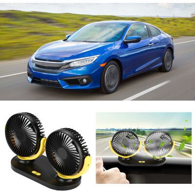 HEAT Doppelkopf-autolüfter, Tragbare Usb-klimaanlage Fürs Auto, 12-v-kühler, Schwarz/gelb HEAT Doppelkopf-autolüfter, Tragbare Usb-klimaanlage Fürs Auto, 12-v-kühler, Schwarz/gelb