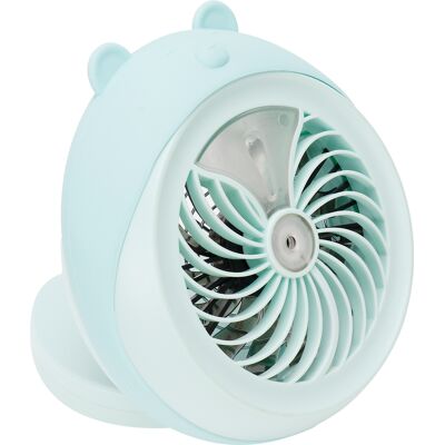 HEAT Niedlicher, Tragbarer Mini-tischventilator Mit Erfrischendem Sprühnebel, Blaues Bärenmotiv Für Zuhause Und Büro HEAT Niedlicher, Tragbarer Mini-tischventilator Mit Erfrischendem Sprühnebel, Blaues Bärenmotiv Für Zuhause Und Büro