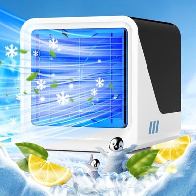 3-in-1 Tragbare Klimaanlage, Usb-ventilator Mit 500-ml-wassertank, 3 Geschwindigkeitsstufen, 7-farbiger Beleuchtung, Tragbarer Luftkühler Für Schlafzimmer Und Büro – Kzq 3-in-1 Tragbare Klimaanlage, Usb-ventilator Mit 500-ml-wassertank, 3 Geschwindigkeitsstufen, 7-farbiger Beleuchtung, Tragbarer Luftkühler Für Schlafzimmer Und Büro – Kzq
