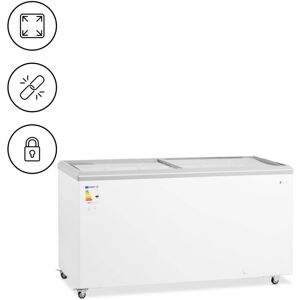 ROYAL CATERING Abschließbare Gefriertruhe mit Glasschiebetüren 340 w 450 l freistehend Weiß