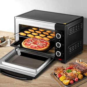 Mini Backofen 28L, Pizzaofen inkl. Backblech Grillrost Krümelblech Rostheber, 1600 w, 100-230 °c, Timer 0-60 Min, 3 Heizmodi Schwarz - Schwarz - Woltu