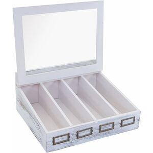 Neuwertig] Aufbewahrungsbox HHG 211, Teebox Schmuckkästchen Kiste, Paulownia 17x37x33cm weiß, shabby - white