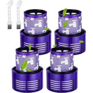 FREOSEN 4 Filter für Dyson V10 Cyclone V10 SV12 Serie mit 2 Bürsten für Staubsauger V10 Absolute V10 Animal V10 Total Clean waschbar