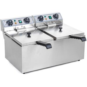 Royal Catering - Fritteuse Fritteuse Fritöse Edelstahl Doppel 2 x 13 l Kaltzone 2 x 3200W Profi