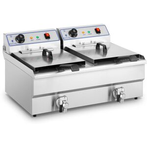 ROYAL CATERING Friteuse Starkstrom Doppel Edelstahl Fritteuse Fritöse Kaltzonen 6000 Watt 2x16L