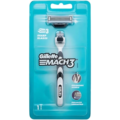 Gillette Mach 3 Rasiermesser - Edelstahl & Kunststoff, Waschbar Gillette Mach 3 Rasiermesser - Edelstahl & Kunststoff, Waschbar