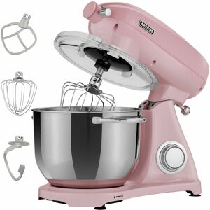 Küchenmaschine 1800W 6L Edelstahl-Rührschüssel Geräuscharm 6 Stufen pink - Pink - Arebos