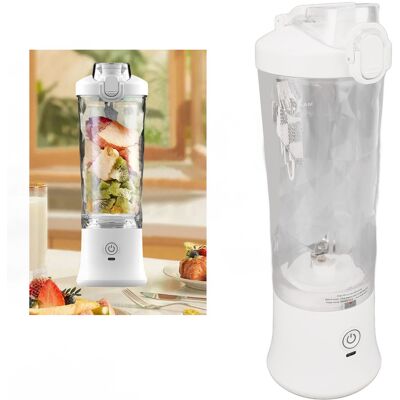 JUTE Tragbarer Elektrischer Usb-entsafter, 600-ml-becher, Kleiner Mixer, Ideal Für Smoothies Und Milchshakes – Weiß JUTE Tragbarer Elektrischer Usb-entsafter, 600-ml-becher, Kleiner Mixer, Ideal Für Smoothies Und Milchshakes – Weiß