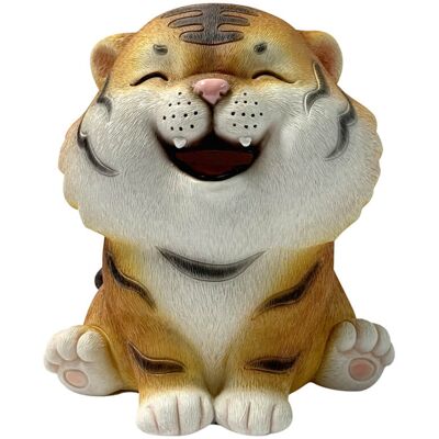JUTE Ein Entzückendes, Tigerförmiges Sparschwein (gelber Tiger, Abgebildet), Das Nur Empfängt Und Nichts Ausgibt. JUTE Ein Entzückendes, Tigerförmiges Sparschwein (gelber Tiger, Abgebildet), Das Nur Empfängt Und Nichts Ausgibt.