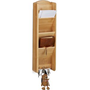 Relaxdays - Schlüsselbrett mit Ablage Bambus, 3 Fächer, 3 Schlüssel, Wandorganizer, h x b x t: 7,5 x 15 x 49,5, Holz, natur Relaxdays - Schlüsselbrett mit Ablage Bambus, 3 Fächer, 3 Schlüssel, Wandorganizer, h x b x t: 7,5 x 15 x 49,5, Holz, natur