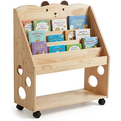Relaxdays Bücherregal Kinder, Mit Rollen & Tafel, Holz, Hxbxt: 85 X 70 X 29,5 Cm, 5 Fächer, Kinderbücherregal Bär, Natur Relaxdays Bücherregal Kinder, Mit Rollen & Tafel, Holz, Hxbxt: 85 X 70 X 29,5 Cm, 5 Fächer, Kinderbücherregal Bär, Natur