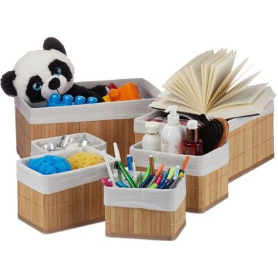 RELAXDAYS 12 X Aufbewahrungskörbe Mit Stoffbezug, Bambus, Rechteckig, Dekorative Organizer Für Bad, Accessoires, Natur RELAXDAYS 12 X Aufbewahrungskörbe Mit Stoffbezug, Bambus, Rechteckig, Dekorative Organizer Für Bad, Accessoires, Natur