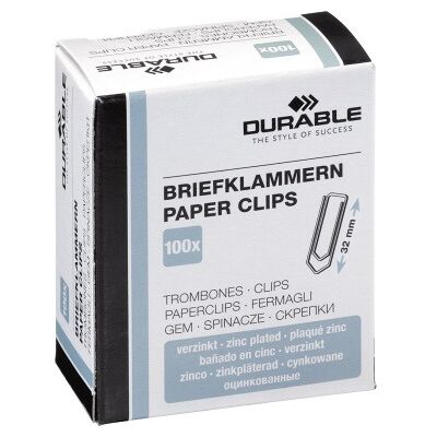 Durable Briefklammern 32mm Verzinkt 100 Stück (121025) Durable Briefklammern 32mm Verzinkt 100 Stück (121025)