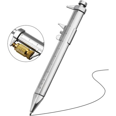 HEAT Kugelschreiber Mit Messschieber, Kunststoff, 0–100 Mm, Multifunktionsstift Mit Nachfüllmine, Schwarz HEAT Kugelschreiber Mit Messschieber, Kunststoff, 0–100 Mm, Multifunktionsstift Mit Nachfüllmine, Schwarz