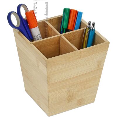 Stiftehalter, Stifteorganizer Mit 4 Fächern, Schreibtisch, Hbt: 15,5 X 14,5 X 14,5 Cm, Bambus Stiftebox, Natur - Relaxdays Stiftehalter, Stifteorganizer Mit 4 Fächern, Schreibtisch, Hbt: 15,5 X 14,5 X 14,5 Cm, Bambus Stiftebox, Natur - Relaxdays