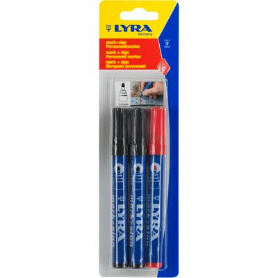 Pack Lyra 3 Permanentmarker 2 Schwarz 1 Rot Spitzbogen 1-4 Mm - 4028005 Pack Lyra 3 Permanentmarker 2 Schwarz 1 Rot Spitzbogen 1-4 Mm - 4028005