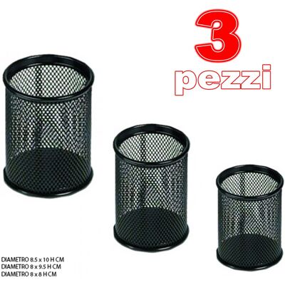 Trade Shop Traesio - Trade Shop - 3 Portapenne Tondo Da Scrivania Metalla Rete Porta Penne Cancelleria - Trade Shop Traesio - Trade Shop - 3 Portapenne Tondo Da Scrivania Metalla Rete Porta Penne Cancelleria -