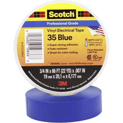 3M Scotch Scotch™ 35 Scotch35-19x20bl Isolierband Scotch® 35 Blau (l X B) 20 M X 19 Mm 1 St. 3M Scotch Scotch™ 35 Scotch35-19x20bl Isolierband Scotch® 35 Blau (l X B) 20 M X 19 Mm 1 St.