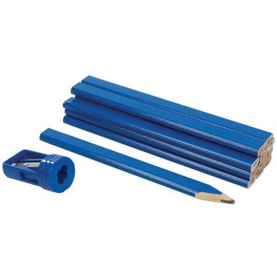 Silverline - CRAYONS DE MENUISIER ET TAILLE-CRAYON - 12 Schreinerbleistifte - 1 Spitzer - Schreinerbleistifte Silverline - CRAYONS DE MENUISIER ET TAILLE-CRAYON - 12 Schreinerbleistifte - 1 Spitzer - Schreinerbleistifte