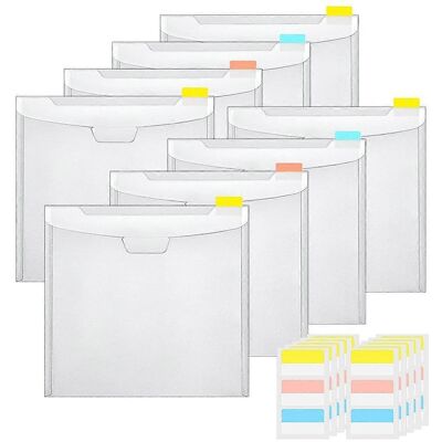 MIXHOME Horizontale, Transparente Pp-tasche Mit Druckknopfverschluss, Mini-aufbewahrungstasche Für Bürobedarf, A5-größe, Mit Etikett (8 Stück) MIXHOME Horizontale, Transparente Pp-tasche Mit Druckknopfverschluss, Mini-aufbewahrungstasche Für Bürobedarf, A5-größe, Mit Etikett (8 Stück)