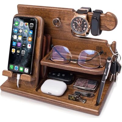 OEM Geschenkidee Für Männer – Schreibtisch-organizer Aus Holz Mit Handy- Und Uhrenhalterung, Dockingstation Und Uhrenständer, Geschenkidee Zum Geburtstag Oder Vatertag – Beige OEM Geschenkidee Für Männer – Schreibtisch-organizer Aus Holz Mit Handy- Und Uhrenhalterung, Dockingstation Und Uhrenständer, Geschenkidee Zum Geburtstag Oder Vatertag – Beige
