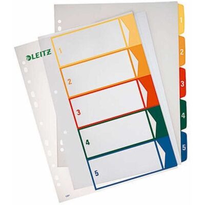 Leitz Zahlenregister Din A4 Überbreite 1-5 Polypropylen Mehrfarbig Leitz Zahlenregister Din A4 Überbreite 1-5 Polypropylen Mehrfarbig