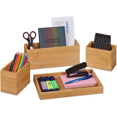 Schreibtisch Organizer, 4er Set, Stiftehalter, Bambus Ablage, Stifteschale, Für Büro Utensilien, Briefe, Natur - Relaxdays Schreibtisch Organizer, 4er Set, Stiftehalter, Bambus Ablage, Stifteschale, Für Büro Utensilien, Briefe, Natur - Relaxdays