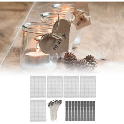 JUTE 210 Weiße, 15 Cm Lange Kerzendochte Mit Haltern 100 Stück + 100 Doppelseitige Schaumstoffklebestreifen 10 Stück + 10 Dochthalter Aus Edelstahl (weißes Doppelseitiges Klebeband) JUTE 210 Weiße, 15 Cm Lange Kerzendochte Mit Haltern 100 Stück + 100 Doppelseitige Schaumstoffklebestreifen 10 Stück + 10 Dochthalter Aus Edelstahl (weißes Doppelseitiges Klebeband)