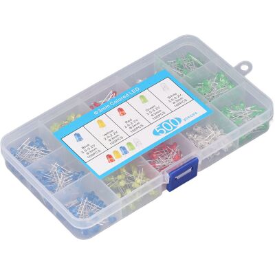 JUTE 500 Leds Mit 3 Mm Durchmesser In Rot, Gelb, Blau, Grün Und Weiß, Verpackt In Schachteln Mit Je 100 Stück Pro Farbe. JUTE 500 Leds Mit 3 Mm Durchmesser In Rot, Gelb, Blau, Grün Und Weiß, Verpackt In Schachteln Mit Je 100 Stück Pro Farbe.