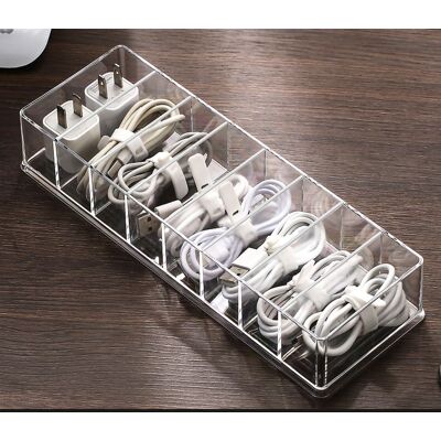 TRUVO Aufbewahrungsbox Für Datenkabel Am Schreibtisch, Transparenter Organizer Für Ladekabel, Etui Für Elektronisches Zubehör, 8 Fächer TRUVO Aufbewahrungsbox Für Datenkabel Am Schreibtisch, Transparenter Organizer Für Ladekabel, Etui Für Elektronisches Zubehör, 8 Fächer