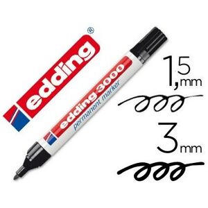 Rotulador Edding marcador permanente 3000 negro punta redonda 1,5-3 mm (pack de 10 uds.)