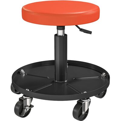OEM Werkstatthocker Mit Rollen Ablagefläche Höhenverstellbar 38-50cm Bis 135 Kg Belastbar Orange OEM Werkstatthocker Mit Rollen Ablagefläche Höhenverstellbar 38-50cm Bis 135 Kg Belastbar Orange