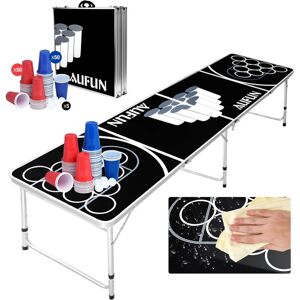 Aufun - Beer Pong Tisch Set für Erwachsene, 6 Bälle & 100 Becher, Premium Höhenverstellbar Bierpong-Tisch Klappbar aus Aluminium und mdf, Party Spiel