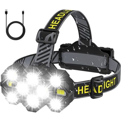 OEM Wiederaufladbare Stirnlampe, 22.000 Lumen – 10 Leds – 8 Leuchtmodi – 90° Verstellbarer Winkel – Wasserdicht (ipx4) Für Camping Und Radfahren OEM Wiederaufladbare Stirnlampe, 22.000 Lumen – 10 Leds – 8 Leuchtmodi – 90° Verstellbarer Winkel – Wasserdicht (ipx4) Für Camping Und Radfahren