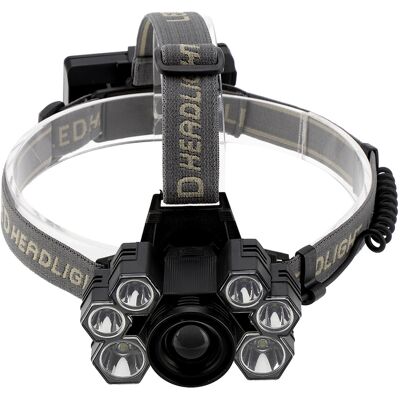 HEAT Wiederaufladbare Led-stirnlampe Mit Usb-anschluss Und 7 Hochhellen Leds, Wasserdicht, Ideal Für Camping, Wandern Und Angeln Im Freien. HEAT Wiederaufladbare Led-stirnlampe Mit Usb-anschluss Und 7 Hochhellen Leds, Wasserdicht, Ideal Für Camping, Wandern Und Angeln Im Freien.