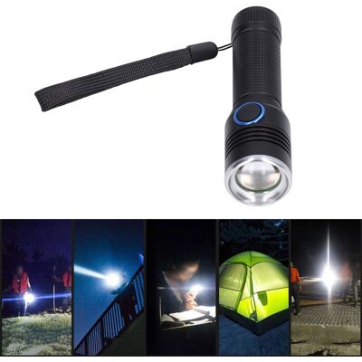 JUTE Hochleistungsfähige T6-led-taschenlampe Mit 2000 Lm, Drehbarem Zoom, Wasserdicht, Ideal Für Outdoor-aktivitäten, Reisen, Wandern, Camping Und Notfallsituationen Zu Hause (schwarz). JUTE Hochleistungsfähige T6-led-taschenlampe Mit 2000 Lm, Drehbarem Zoom, Wasserdicht, Ideal Für Outdoor-aktivitäten, Reisen, Wandern, Camping Und Notfallsituationen Zu Hause (schwarz).