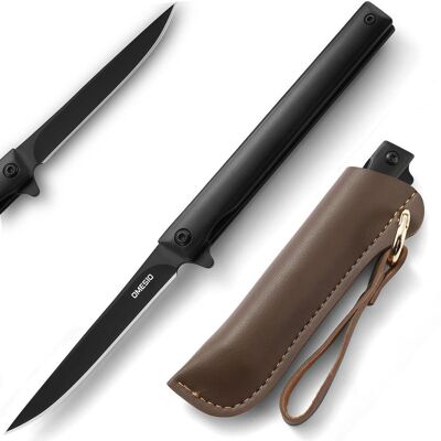 LUXUSKOLLEKTION Einhand-klappmesser 8,6cm Klinge Mit Lederetui & Clip Für Edc, Outdoor, Camping LUXUSKOLLEKTION Einhand-klappmesser 8,6cm Klinge Mit Lederetui & Clip Für Edc, Outdoor, Camping